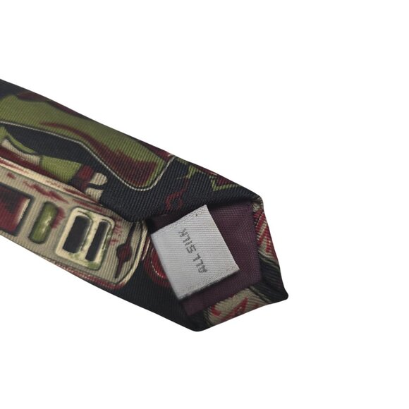 Pierre Cardin Vintage All Silk Mens Tie Cool Retro Car Graphics Black Background - Picture 3 of 7